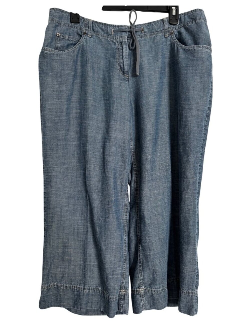 J Jill Jean Capri Size 14 Draw String Wide Leg Pants EUC Pockets Lightweight Fle